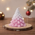 Pink and white gradient Christmas tree scented candle on wood base, 7.8cm size - Pink Loaf Leaf Tree (White Peach Oolong) / 7.8x7.8cm