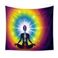 Macro shot of yoga meditation tapestry showing seven chakras and mandala texture details - Qy419-18