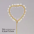 Golden heart cake topper with white pearls and crystal beads 9.5x9.5cm - Orange Heart Pearl Ring