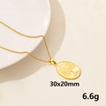Gold tree of life pendant necklace 30x20mm on white ceramic, 6.6g stainless steel - Gold Oval Tree Of Life (S615-G+N22-G)
