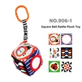 Square rattle plush cube for babies with high contrast patterns and safety mirror - Square Bell+Soft Mirror Stuffed Ball
