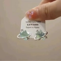 Elegant 925 silver planet stud earrings with light blue star crystal accent for women - Silver Planet Star 925 Silver