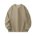 Khaki crew neck long sleeve sweatshirt with drop shoulder and ribbed knit texture - L / Khaki