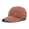 Vintage washed cotton baseball cap in rust red with adjustable fit and curved brim - M (56-58cm) / Dark Orange