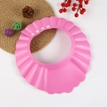 Pink adjustable baby shower cap with waterproof ear protection and snap buttons - New Style No Ears Pink