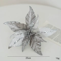 Fiore di Natale argento 25cm in rete con dettagli di paillettes e glitter lucidi - Argento