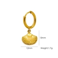14K gold plated stainless steel hoop earring with small seashell pendant for summer beach style - E1 Scallop Shell