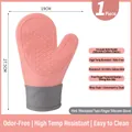 Pink silicone oven mitt with anti-slip texture and grey quilted cuff, 19x27.5cm - Watermelon red
