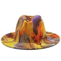 Close-up of colorful abstract paint splatter pattern on a felt fedora hat brim - M (56-58cm) / Colorful Abstract Splash(08)