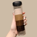 Elastic hair ties set in gradient beige and brown tones inside a transparent cylinder tube - 20 Pieces in Jar / 7# Coffee Brown