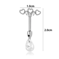 Clou de cartilage coeur évidé en acier titane avec goutte de cristal et dimensions - Style Goutte d'Eau (A490-2#) / Pièce Unique