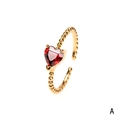 Adjustable gold bead ring featuring a heart-shaped red gemstone with claw setting - Garnet Red Heart / Adjustable Open