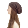 Gorro de punto trenzado marrón oscuro para hombre y mujer, diseño suave y cálido de invierno - Talla única / café