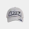Bordado detallado en gorra de golf de algodón gris con lema One Happy Aruba Island - Ajustable / Gris