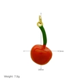 Macro detail of red cherry pendant with dimensions 13mm by 28mm and weight of 7.9g - Style E-3D Large Cherry