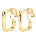 Minimalist gold geometric rectangular clip-on earrings with soft silicone pads - Golden Rectangular