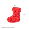 Red silicone Christmas baking mold with Santa, tree, and snowman shapes in boot design - YH1152 Christmas Stocking Shape Mold / Red