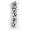 135cm snowy Christmas garland with realistic pine cones, red berries and PE flocked needles - Snow Flocked Loose Pine Needles 135cm