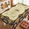 Detail of Last Supper art print on a beige rectangle tablecloth for holiday dining - Zb695-8