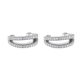 Dettaglio di orecchini a clip a doppia fila in argento con zirconi bianchi incastonati - Pave ear cuff d'argento