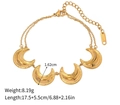 18K gold plated stainless steel moon pendant bracelet with lobster clasp and sizing details - Moon Stainless Steel Bracelet / Gold