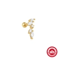 S925 sterling silver gold stud earring featuring a sparkling white zircon flower cluster - Flower Cluster Style (5547009114666)
