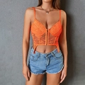 Sexy top a corsetto in pizzo arancione senza maniche con ganci frontali - Arancione