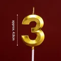 Golden number 3 birthday cake candle with metallic finish and 4.8cm height detail - Gold Diamond-faced Number Candle 3