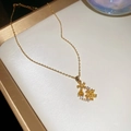 Elegant 18k gold plated necklace with floral pendants and sparkling yellow crystals - Necklace-Yellow