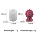Vue détaillée du moule en silicone lion avec dimensions et exemple de produit fini - Lion 3D