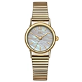 GEDI luxury gold watch with shimmering mother-of-pearl dial and elastic metal strap - Aurora Purple Grey