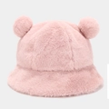 Chapeau cloche rose en fausse fourrure avec oreilles d'ours pour l'hiver et mode - M (56-58cm) / Rose