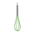 Manual stainless steel whisk with green silicone wires for baking and mixing cream - 10" / Dark Green