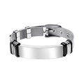 Silver stainless steel braided mesh bracelet with blank engravable ID plate for personalization - KZ105 Silver (Silicone Material)