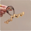 Pinza de pelo corazón acrílico gris translúcido con detalles oro champán para mujer - Clip Amarillo De Cinco Corazones N.° 4