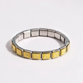 Detail of Italian charm bracelet showing yellow Cancer zodiac link on stainless steel band - Cancer Style (款式5)
