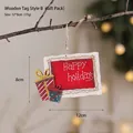 Christmas wooden hanging tag Happy Holidays design with red car and reindeer motif - Wooden Sign Style M (Gift Box)