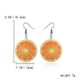 Realistic orange slice earrings with yellow pulp texture, 5.2cm long and 3cm wide - Orange