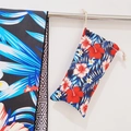 Tropical floral quick-dry microfiber beach towel with matching drawstring storage pouch - Tropical Flowers (Double-sided Print with Cloth Bag)