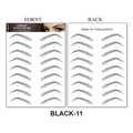 Waterproof 6D eyebrow tattoo stickers in Black-11 style showing front and back views - 11 (9 Pairs) / Black