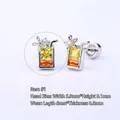 Boucle d'oreille unique en acier titane 316L avec design de brique de boisson jaune - (1 PC) 1# Gobelet de Boisson - Argent