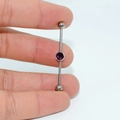 G23 titanium industrial barbell piercing with purple cubic zirconia center and steel balls - Purple Flat Zirconia