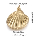 Vergoldeter Kupfer-Muschel-Anhänger mit Maßen 22mm x 20mm und einem Gewicht von 1,20g - Großer Muschel Anhänger