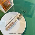 Brown sugar-coated hawthorn styled creative fork with ceramic beads handle and steel head - Fork / Brown