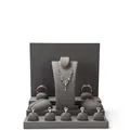 Dark gray microfiber jewelry display set with necklace bust and tiered ring stands - ED072 Display Set 7