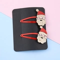 Süßes Weihnachts-Haarspangen-Set mit Weihnachtsmann-Glitzerdesign auf roten Metall-Clips - Weihnachtsmann Typ 1