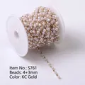 DIY pearl chain with KC gold beads on spool, S761 model, 4+3mm size for jewelry making - 4+3mm / KC Gold