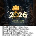 2026 Golden Balloon Christmas Window Stickers with Reindeer and Snowflake UV Static Film - Small [50*40CM] / SDUV-303 [Static Cling No Glue]
