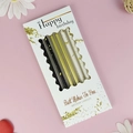 Elegant black, gold, and silver spiral birthday candles in white gift box packaging - Wave Box Black Gold White Pencil Candle