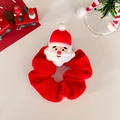 Coletero festivo de felpa roja con una bonita cabeza de Papá Noel bordada decorativa - Coletero de Papá Noel